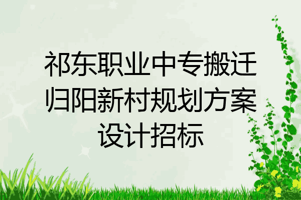 祁东职业中专搬迁归阳新村规划方案设计招标