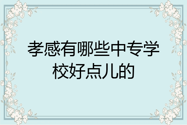 孝感有哪些中专学校好点儿的