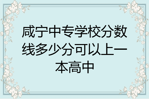 咸宁中专学校分数线多少分可以上一本高中