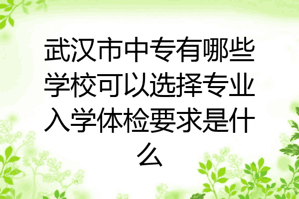 武汉市中专有哪些学校可以选择专业入学体检要求是什么
