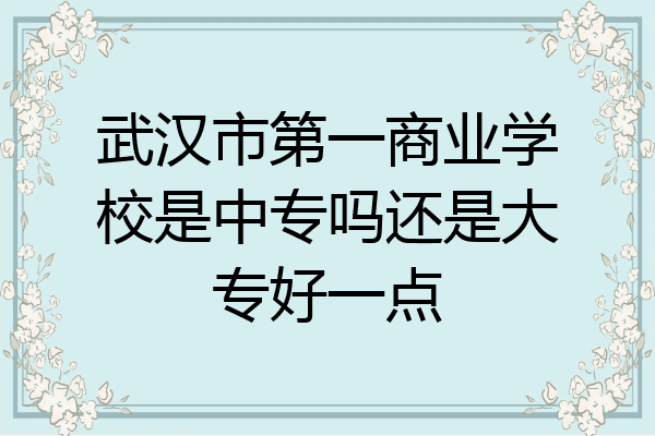 武汉市第一商业学校是中专吗还是大专好一点