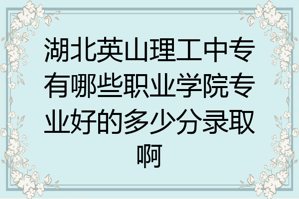 湖北英山理工中专有哪些职业学院专业好的多少分录取啊