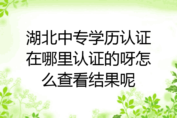湖北中专学历认证在哪里认证的呀怎么查看结果呢