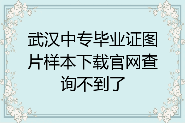 武汉中专毕业证图片样本下载官网查询不到了
