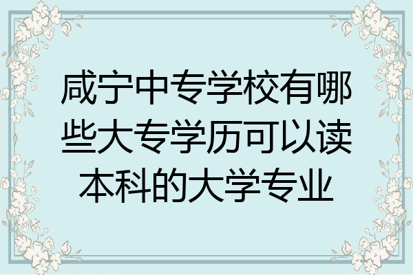 咸宁中专学校有哪些大专学历可以读本科的大学专业
