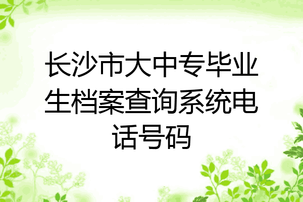 长沙市大中专毕业生档案查询系统电话号码