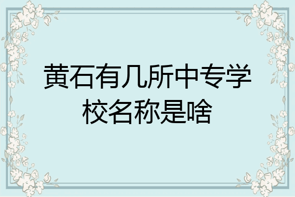 黄石有几所中专学校名称是啥