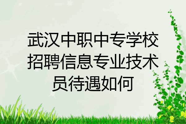 武汉中职中专学校招聘信息专业技术员待遇如何