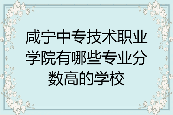 咸宁中专技术职业学院有哪些专业分数高的学校