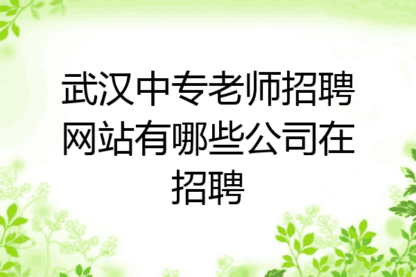 武汉中专老师招聘网站有哪些公司在招聘