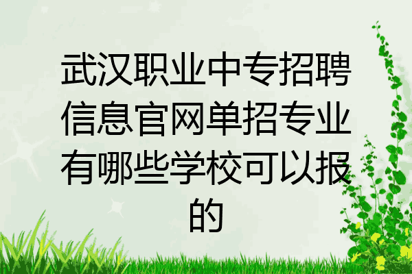 武汉职业中专招聘信息官网单招专业有哪些学校可以报的