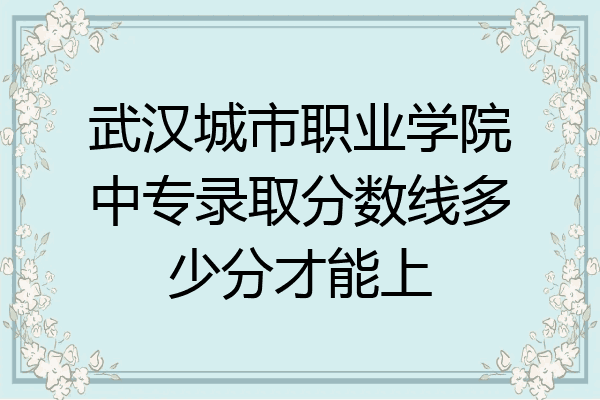 武汉城市职业学院中专录取分数线多少分才能上