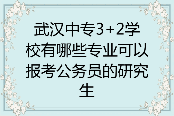 武汉中专3+2学校有哪些专业可以报考公务员的研究生