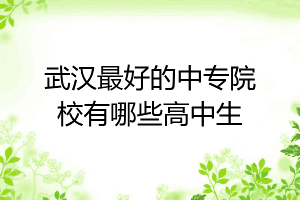 武汉最好的中专院校有哪些高中生