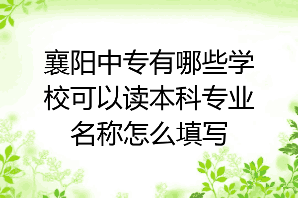 襄阳中专有哪些学校可以读本科专业名称怎么填写