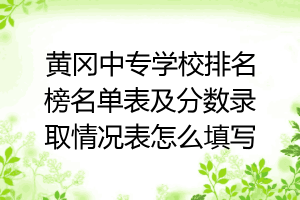 黄冈中专学校排名榜名单表及分数录取情况表怎么填写