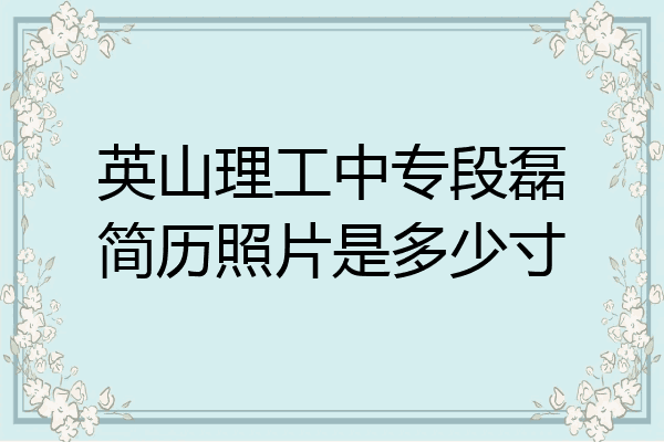 英山理工中专段磊简历照片是多少寸