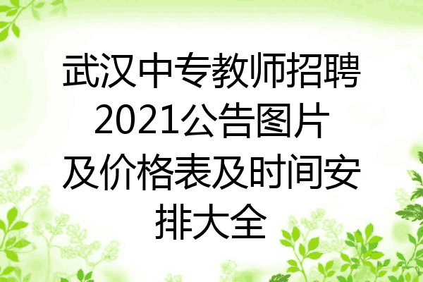 武汉中专教师招聘2021公告图片及价格表及时间安排大全