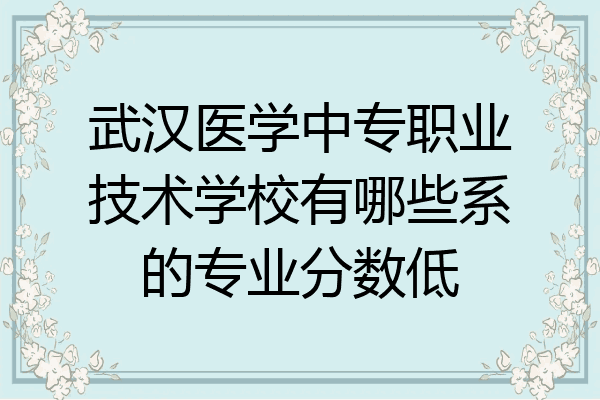 武汉医学中专职业技术学校有哪些系的专业分数低