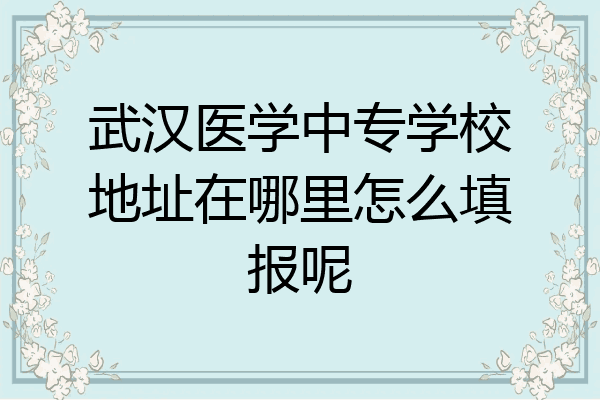 武汉医学中专学校地址在哪里怎么填报呢