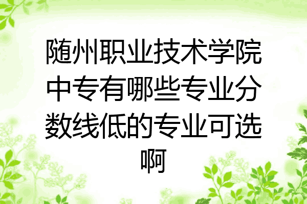 随州职业技术学院中专有哪些专业分数线低的专业可选啊