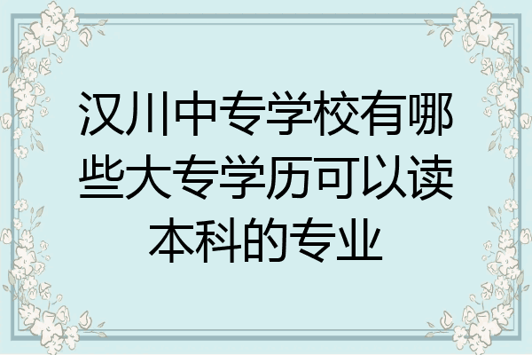 汉川中专学校有哪些大专学历可以读本科的专业
