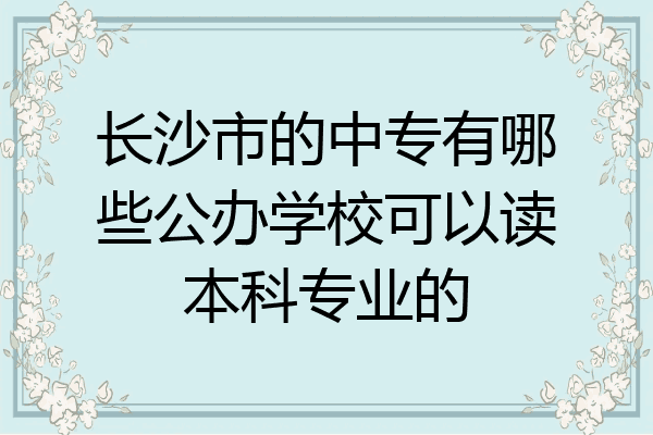 长沙市的中专有哪些公办学校可以读本科专业的