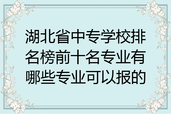 湖北省中专学校排名榜前十名专业有哪些专业可以报的