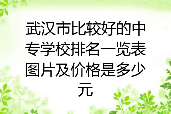 武汉市比较好的中专学校排名一览表图片及价格是多少元