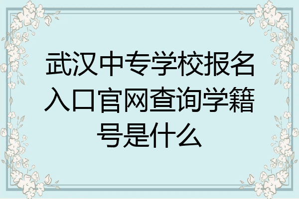武汉中专学校报名入口官网查询学籍号是什么