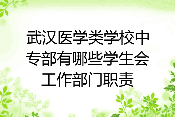 武汉医学类学校中专部有哪些学生会工作部门职责