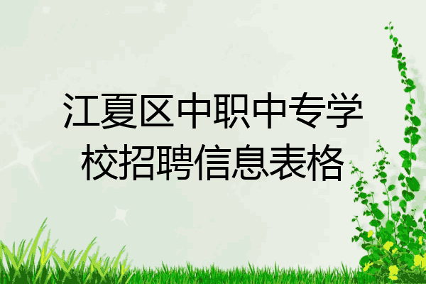 江夏区中职中专学校招聘信息表格