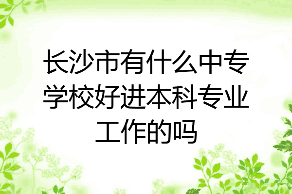 长沙市有什么中专学校好进本科专业工作的吗