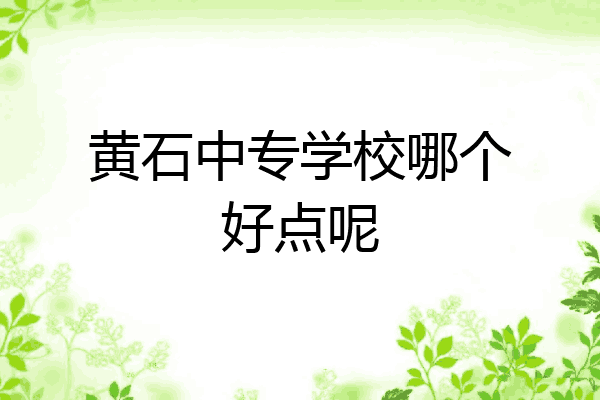 黄石中专学校哪个好点呢