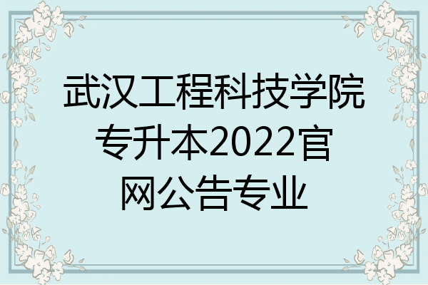 武汉工程科技学院专升本2022官网公告专业