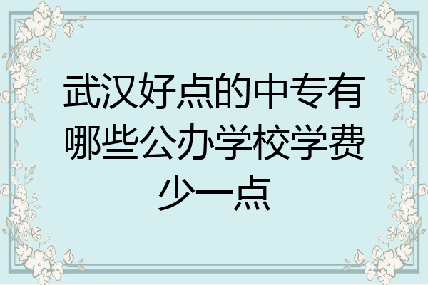 武汉好点的中专有哪些公办学校学费少一点