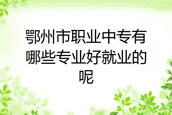 鄂州市职业中专有哪些专业好就业的呢