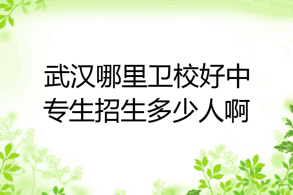 武汉哪里卫校好中专生招生多少人啊