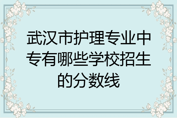 武汉市护理专业中专有哪些学校招生的分数线