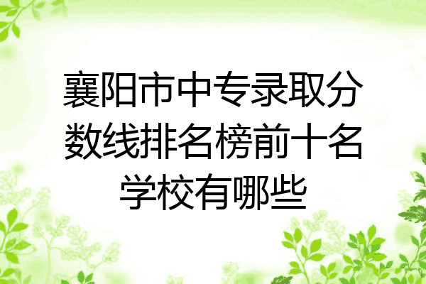 襄阳市中专录取分数线排名榜前十名学校有哪些