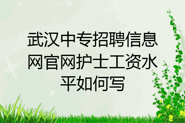 武汉中专招聘信息网官网护士工资水平如何写