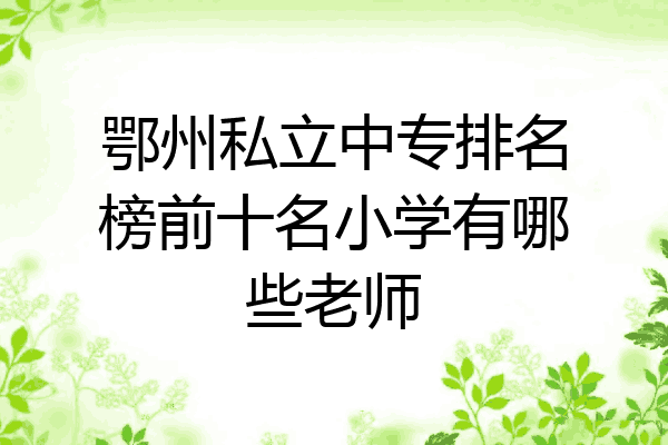 鄂州私立中专排名榜前十名小学有哪些老师