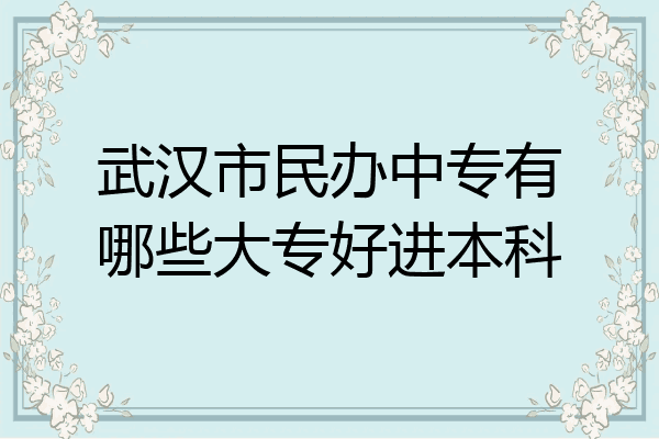 武汉市民办中专有哪些大专好进本科
