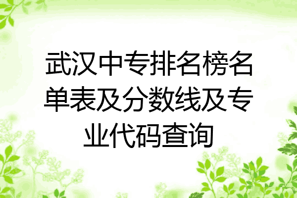 武汉中专排名榜名单表及分数线及专业代码查询