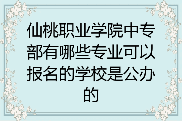 仙桃职业学院中专部有哪些专业可以报名的学校是公办的