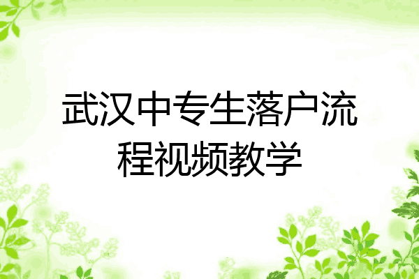 武汉中专生落户流程视频教学