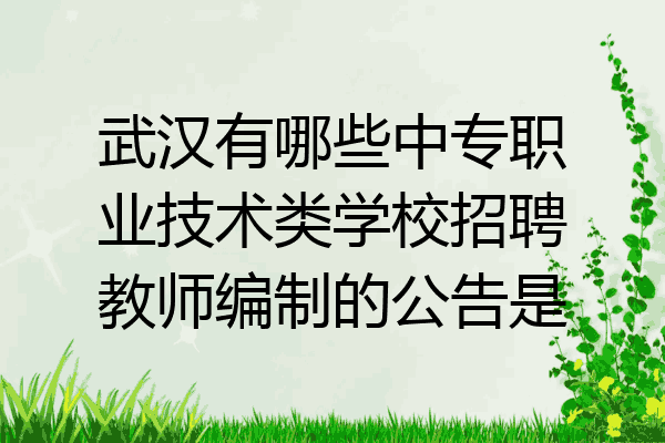 武汉有哪些中专职业技术类学校招聘教师编制的公告是