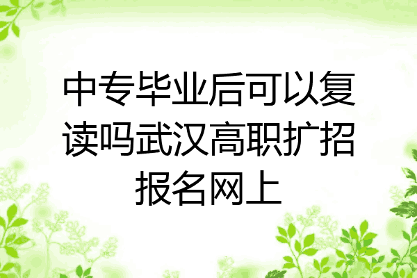 中专毕业后可以复读吗武汉高职扩招报名网上