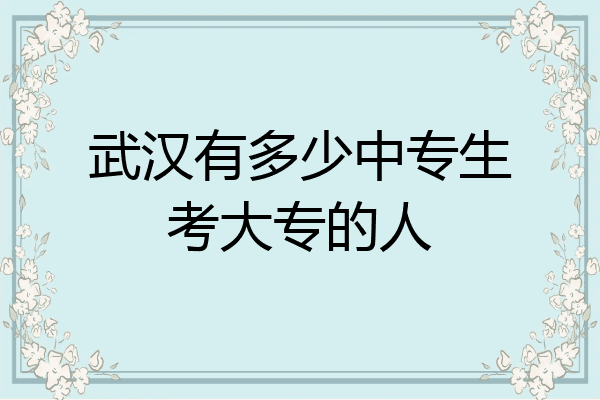 武汉有多少中专生考大专的人