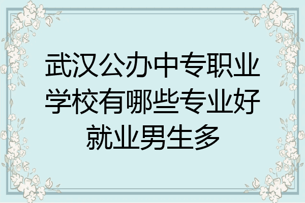 武汉公办中专职业学校有哪些专业好就业男生多